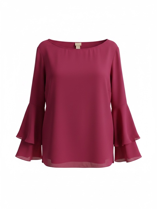 Chico's Tops - Chico's Berry-Rosette Bell Sleeve Blouse Sz 3
